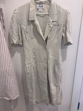 Vintage Secrets Cream Collared button down dress- Soft Neutral Top